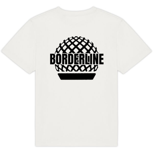 T-shirt Unisexe Oversized - T-shirt dans le merch Borderline - blanc écriture noire - de dos : logo